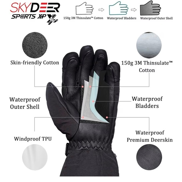 Black Men's Winter Gloves - Picture 3 of 6